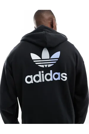 adidas Sudadera negra de estilo baloncesto con capucha y estampado en la espalda de
