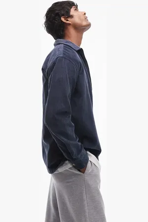 SELECTED Camisa azul marino con cremallera de pana de