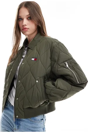 Tommy Hilfiger Chaqueta bomber verde caqui acolchada de
