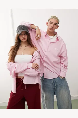 Reclaimed Camisa y blanca unisex extragrande con raya diplomática de