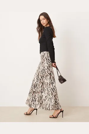 Miss Selfridge Falda lencera larga con de satén de -Marrón