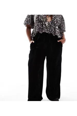ASOS Pantalones negros sin cierres de terciopelo rugoso de Curve