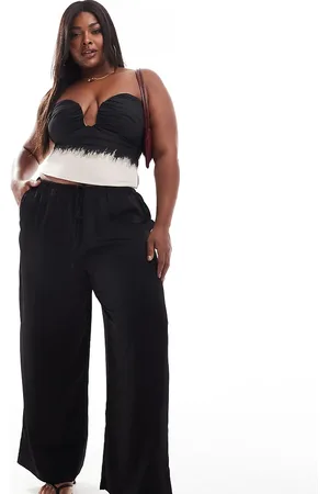 ASOS Pantalones negros sin cierres de satén de Curve