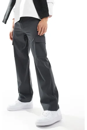 Only & Sons Pantalones de vestir cargo gris carbón sueltos de