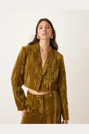 River Island Americana corta verde de terciopelo de (parte de un conjunto)