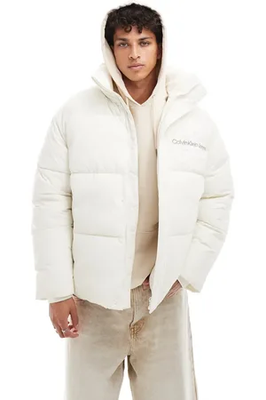 Calvin Klein Chaqueta de plumas blanca con logo de monograma de chenilla de -Blanco