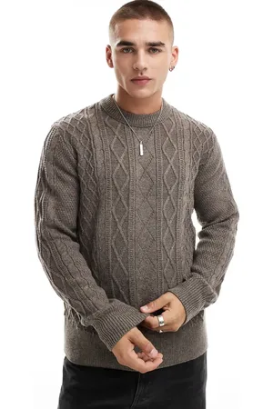 River Island Jersey color piedra de punto de ochos grueso de -Beis neutro