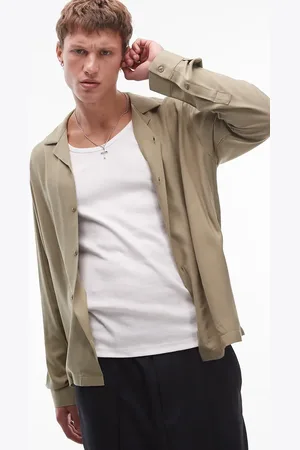 Topman Camisa de manga larga de viscosa de -Verde