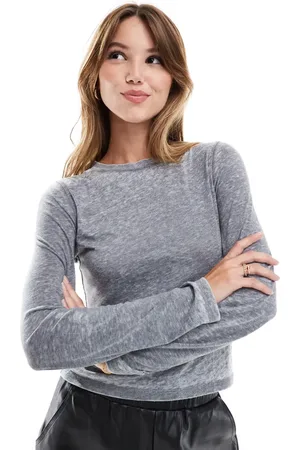 ASOS Top gris de manga larga con y acabado devoré de