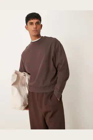 ASOS Sudadera marrón básica de corte cuadrado extragrande de