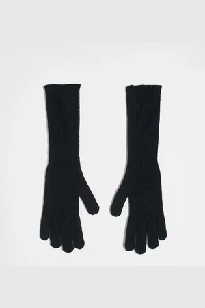 Topshop Guantes largos negros de canalé Gabriella de