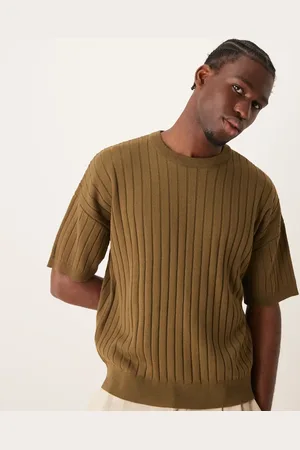 ASOS Camiseta de corte cuadrado holgado de canalé de -Verde