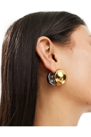 Aldo Pendientes dorados gruesos con diseño abombado tridimensional de acero inoxidable de