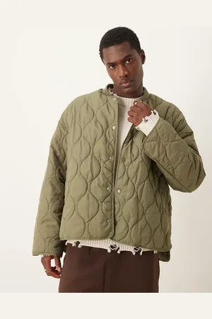 ASOS Chaqueta acolchada caqui ligera extragrande con diseño guateado de