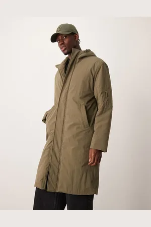ASOS Chaqueta larga acolchada de -Verde