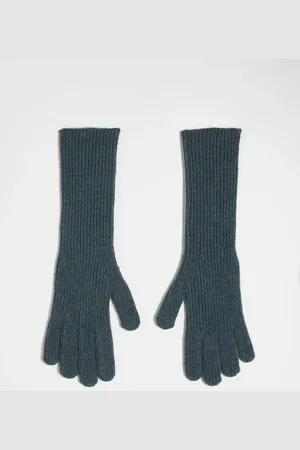 Topshop Guantes largos gris jaspeado de canalé Gabriella de