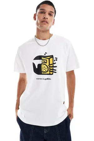 G-Star Camiseta blanca extragrande con estampado en el pecho Boombox de