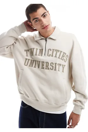 Hollister Sudadera de corte cuadrado con solapas plegadas, cremallera corta y detalle de motivo de - neutro