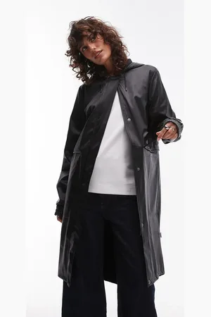 Rains Parka negra impermeable con cordón ajustable en la cintura 18550 de -Negro