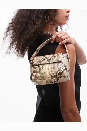 MANGO Bolso de mano pequeño con estampado de serpiente y cadena de