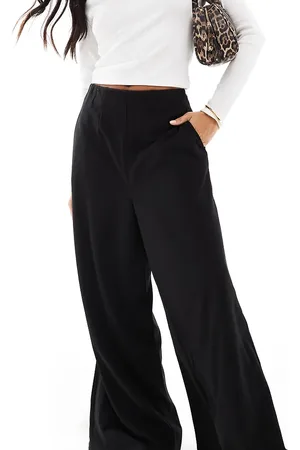 VERO MODA Pantalones negros de pernera muy ancha de punto de crepé de