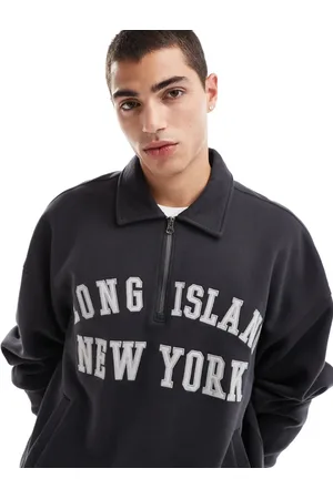 Hollister Sudadera beis de corte cuadrado con solapas plegadas, cremallera corta y detalle de motivo de -Beis neutro