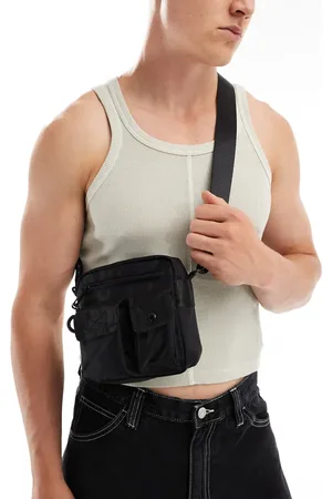 ASOS Bandolera negra con detalle de bolsillo de nailon de