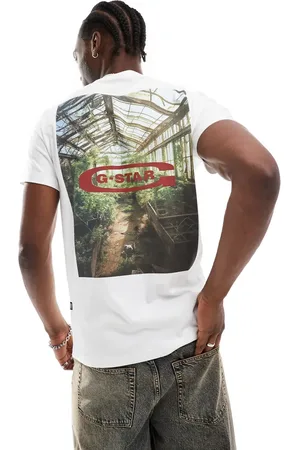 G-Star Camiseta blanca con estampado fotográfico y logo en el centro del pecho de