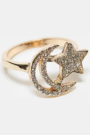 ASOS Anillo con diseño de luna y estrella de ASOS DESIGN Curve