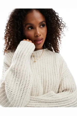 ASOS Jersey color con cuello alto de punto de -Blanco