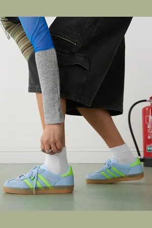 adidas Zapatillas de deporte azules y verdes de nobuk Gazelle Indoor de