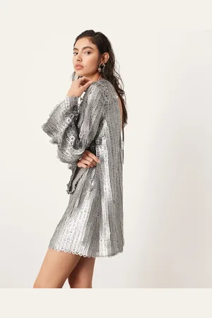 ASOS Vestido corto con espalda escotada de lentejuelas tipo anillas de