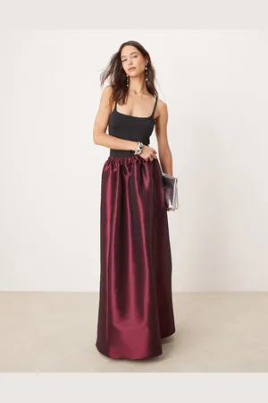 ASOS Falda larga de tafetán de -Rojo