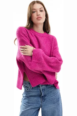JJXX Jersey corto rosa de canalé mullido de
