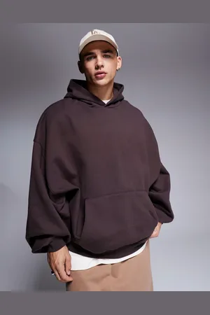 ASOS Sudadera marrón ultragrande con capucha de tejido grueso de 400 g/m2 premium de