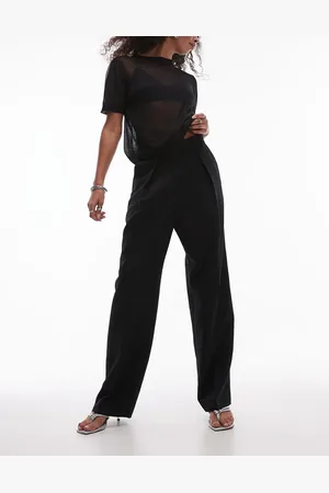 ARKET Pantalones de sastre negros de pernera recta de mezcla de lana elástica de