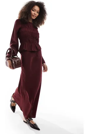 ASOS Falda larga roja de corte al bies de modal de