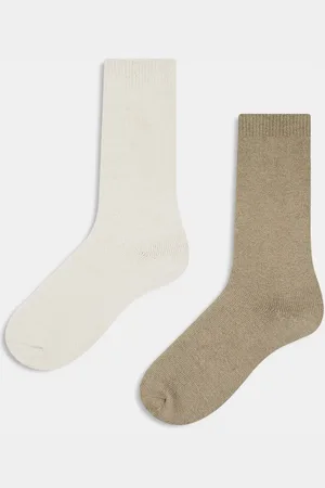 Hollister Pack de 2 pares de calcetines de color gris y marrón con diseño original Americana de