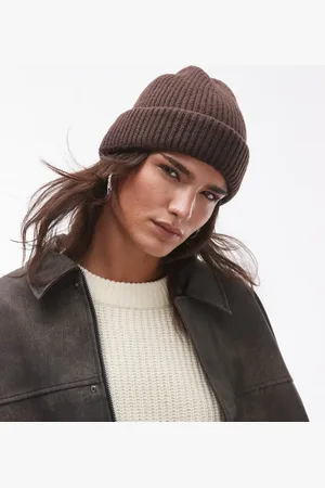 Topshop Gorro marrón de canalé Henry de