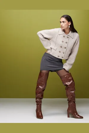 ASOS Botas por encima de la rodilla color fruncidas de tacón en bloque Kaia de -Marrón