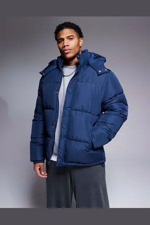 ASOS Chaqueta de plumas con capucha desmontable de - marino