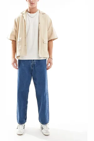JACK & JONES Vaqueros azules holgados con lavado medio Alex de