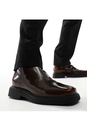 ASOS Botines Chelsea marrones con puntera cuadrada de