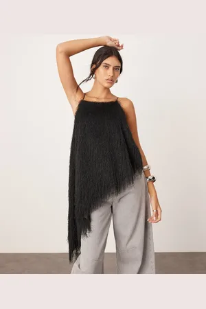 ASOS Top asimétrico con acabado texturizado de flecos de