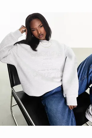 ASOS Sudadera gris jaspeado con logo efecto desgastado de Weekend Collective