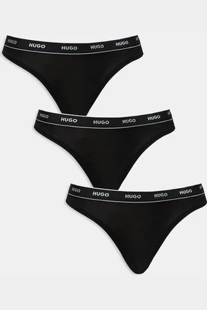 HUGO BOSS Pack de 3 tangas negros con logo en la cinturilla de HUGO Bodywear