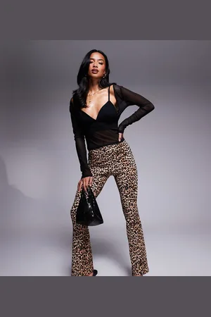 River Island Leggings de campana con estampado de leopardo de