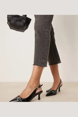 New Look Zapatos negros destalonados de tacón con detalle de hebilla de
