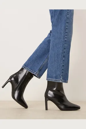 New Look Botas negras de tacón con puntera cuadrada de