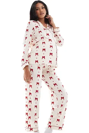 Chelsea Peers Pijama color con estampado de lazos rojos de poliéster exclusivo de Maternity-Blanco